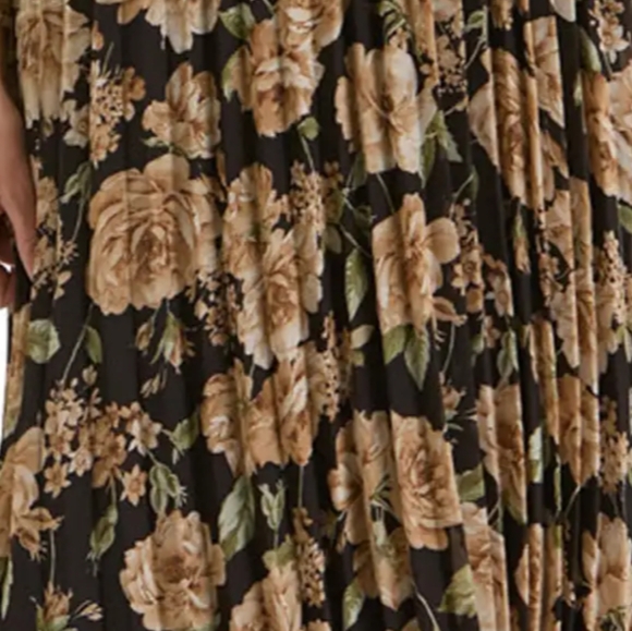 August Sky Floral Long Sleeve Empire Waist Maxi Dress Large - Picture 4 of 4